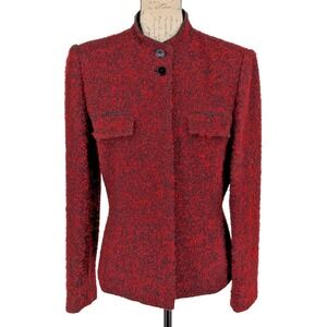 KASPER ASL Blazer MEDIUM Wool Mohair Nylon Red Black Tweed Business Great